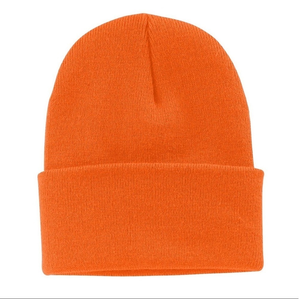NWOT Neon Orange Cuffed Beanie